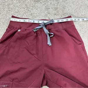Figs Women’s High Waisted Zamora Jogger Scrub Pants Pull On in Burgundy ST thumbnail 12