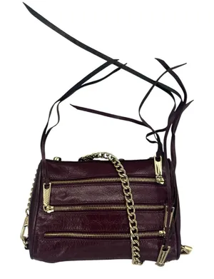 Rebecca Minkoff Mini 5 Zip Crossbody‎ Bag Burgundy Leather Chain thumbnail 1