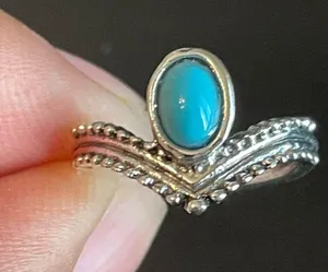 Turquoise stone princess crown ring size 5 thumbnail 5