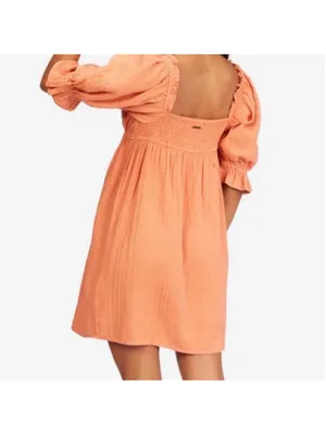 NWT Billabong Perfect Paradise Puff Sleeve Terracotta Mini Dress XS thumbnail 3
