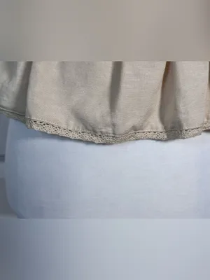 Midnight sky Cream Linen Blend Eyelet Peplum Top S Square Neck Cottagecore Coquette Prairie thumbnail 7