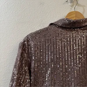 Anthropologie Maeve Bettina Mini Shirt Dress in Sparkly Silver Sequins Size XS‎ thumbnail 8