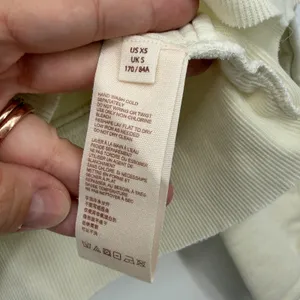 Free People‎ XS Cream Eyelet Mixed Media Cropped Oversized Hoodie Sweatshirt thumbnail 5