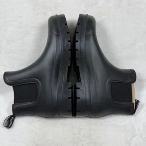 Planone Womens Chelsea Rain Boots Black Rubber Waterproof Ankle Lug Sole 37 US 7 thumbnail 9