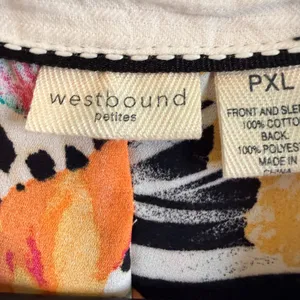 Westbound Petites PXL Plaid Floral Animal Print Mixed Media Roll‎ Tab Shirt thumbnail 3