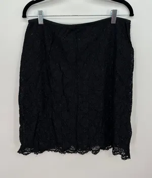 Jaclyn Smith Black Floral‎ Whimsigoth Y2K Coquette Lace Pencil Skirt Sz L Dark Romantic thumbnail 1