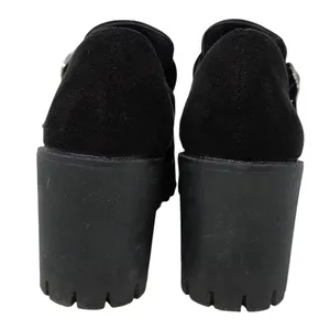 Black Faux Suede Chunky Lug Sole Platform Slip On Buckle Mary Jane Shoes Size 39 thumbnail 9