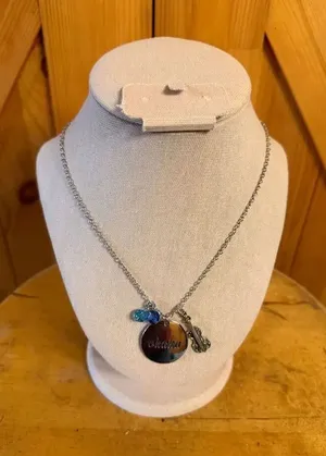 “Ohana" accompanied by musical instrument blue crystal charms Necklace (7433) thumbnail 1