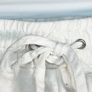 H&M Linen-blend Drawstring Elastic Waist Casual Shorts White Womens 6 thumbnail 6