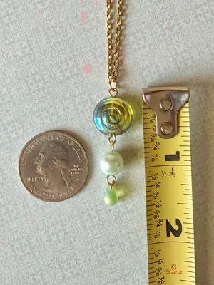 Handmade Czech glass teardrop & swirl gold tone stainless necklace🍃🌀 thumbnail 7