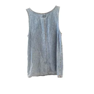 Arizona Jean Co Vintage Denim Pinafore Mini Dress Light‎ Wash Half Zip M Cowgirl thumbnail 3