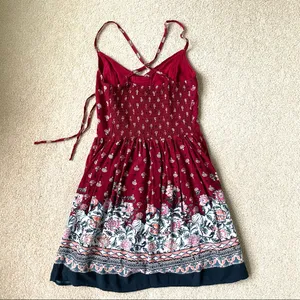 Hollister Red Print Dress Crossback Straps thumbnail 4
