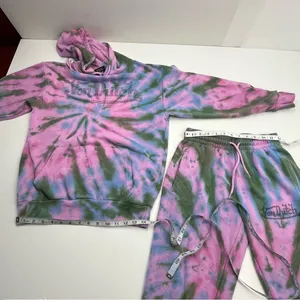 Von Dutch Rhinestone Tie Dye Jogger Hoodie Set Olive Green Pink Purple Small‎ thumbnail 14