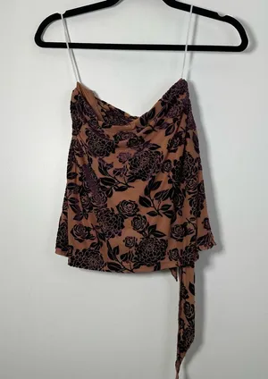 Princess Polly Velvet Burnout Mini Skirt Morelli Purple Beige Size 8 NWT thumbnail 2
