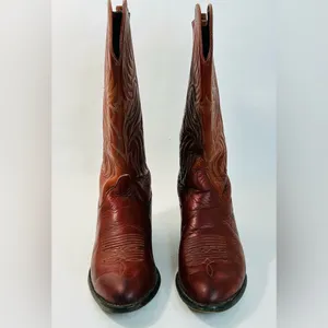 Vintage Tony Lama Embroidered Leather Cowboy Boots Reddish-Brown size 6.5 thumbnail 3
