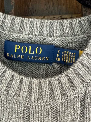 Ralph Lauren Light Gray Cable-Knit Crewneck Sweater Size S thumbnail 3