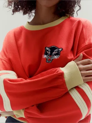 Anthropologie Pilcro Pep Rally Oversized Crewneck Sweatshirt XS Red Panther thumbnail 2