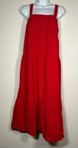 Universal Thread Midi Dress M Red‎ Tiered Cotton Crossback Sun Dress Cottagecore thumbnail 1