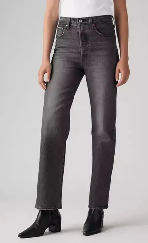 Levi’s Ribcage Straight‎ Ankle Jeans in Well Worn Black Size 26 thumbnail 1