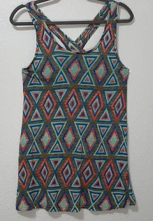 Rubbish Tribal Multi Color Print Tank Top thumbnail 1