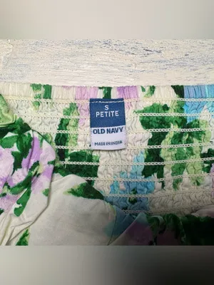 Old Navy White Floral Puff-Sleeve Square Neck Top - Blue & Green thumbnail 4