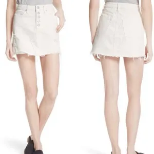 We The Free Free People White Ivory Cream Buttoned Denim Mini Skirt US 26 thumbnail 2