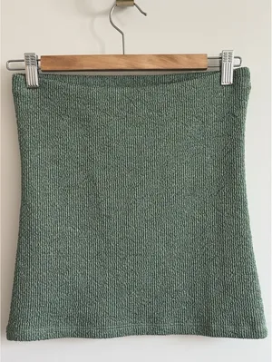 Zara Green Metallic Ribbed Knit Strapless Tube Top Size Medium thumbnail 6