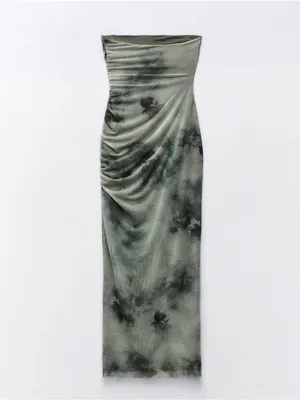 #24 Zara Strapless Cut Out Tulle Midi Dress Size L thumbnail 7