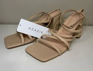 Azazie Cross Strappy Ankle Strap Heels thumbnail 1