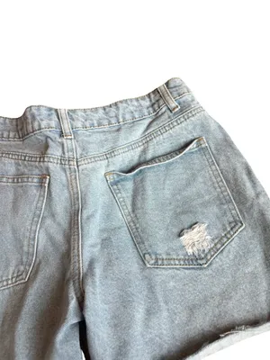Edikted Light Wash Denim Shorts High-Waisted Distressed Raw Hem Size Small Women thumbnail 11