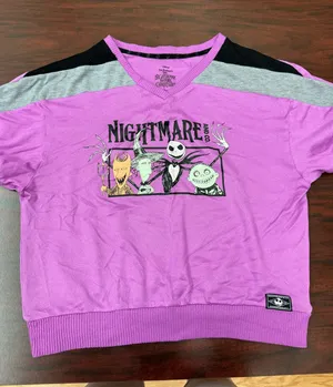 Disney The Nightmare Before Christmas Short Sleeve Purple Sleep Shirt Size Medium thumbnail 1