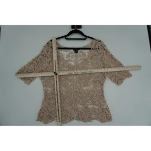 Questions by Say What? Beige Cotton‎ Crochet Lace Cardigan Top V-Neck Large thumbnail 5