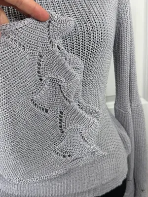Elliatt Womens Grey Knit Long Bell Sleeve Sweater thumbnail 2