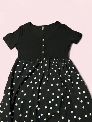 Source Unknown Black Maxi Dress with White Polka Dots thumbnail 3