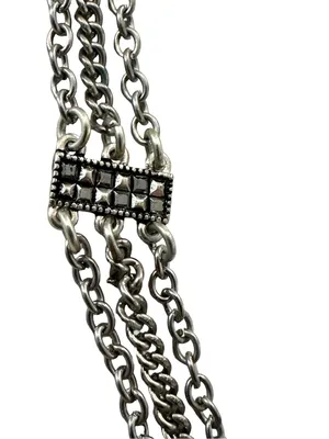 Unique Vintage Silver-Tone Filigree Medallion Necklace with Black Stones thumbnail 4