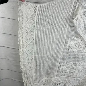 Womens size XL One Size Kimono Bohemian Crochet Lace Boho Coverup Festival White thumbnail 7