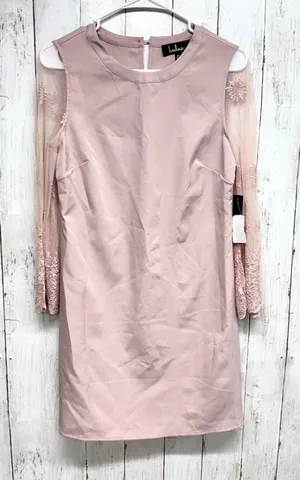 Lulus Embroidered Lace Long Sleeve Shift Dress Womens Size XS Mauve Pink Mini thumbnail 1