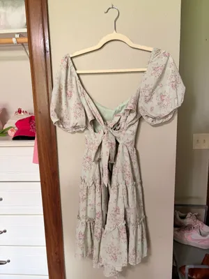 Altar'd State Sage green floral dress thumbnail 2