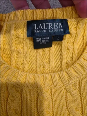 NWT Ralph Lauren Women's Yellow Cable-Knit Cotton Sweater Size-L thumbnail 6