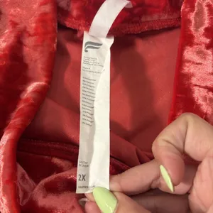 Fabletics High Waisted 2XL Strawberry Red Crushed Velour‎ Crossover Leggings Y2K thumbnail 4