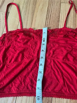 Victoria's Secret Red Lace Cami Crop Tank Top Large Sleep Lounge Pajama Romantic thumbnail 4