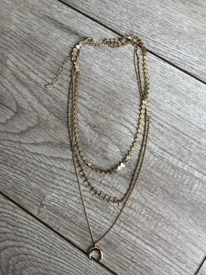 H&M Gold Layered Crescent Moon Necklace thumbnail 2