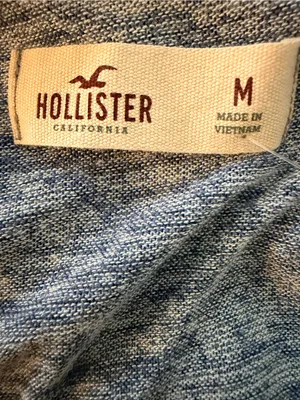 Hollister Blue Heathered Scoop Neck Cropped Split Back Tee NWT thumbnail 4