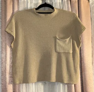 Beige Mock Turtleneck Size M Crop Sweater Tan Size M thumbnail 1
