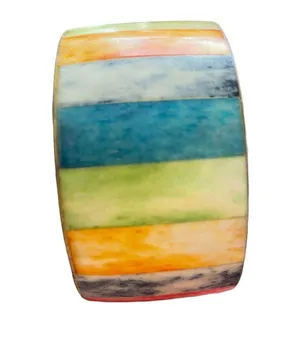 Vintage colorful boho thick brass bangle bracelet thumbnail 2