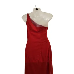 Vintage Jessica McClintock for Gunne Sax Red One Shoulder Evening Formal Dress 6 thumbnail 5