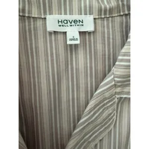 Haven Well Within Striped Cotton Pajama Set Size S Tan thumbnail 2