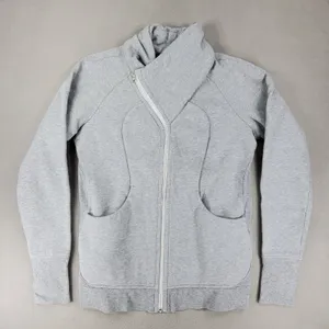 Lululemon Scuba Asymmetrical Full Zip Hoodie Women 10 Grey Heathered Sporty thumbnail 1