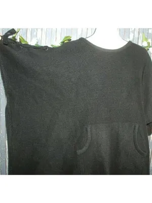 Madden NYC Black Poncho Style Sweater Oversized One Size Lagenlook Grunge Casual thumbnail 4