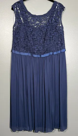 David's Bridal Blue Lace Top Formal Midi Length Dress - Women's Plus Size 18 thumbnail 1